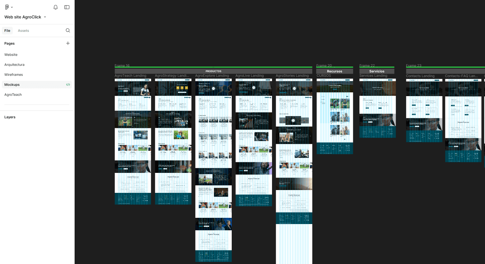 Mockups del sitio web